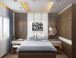 AHDesign - Bếp Xinh thiết kế nội thất phòng ngủ căn hộ Ecolife 75.9m2
