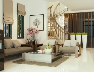 Thiết kế phòng khách hiện đại nhà chị Nga – Thái Nguyên