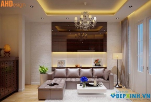 Thiết kế nội thất phòng khách và nội thất phòng bếp chung cư Việt Hưng