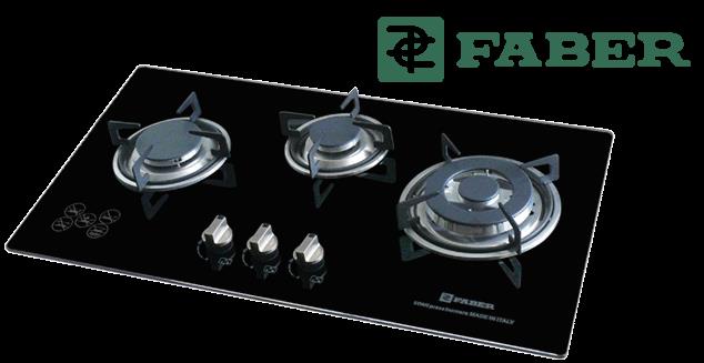 Bếp gas âm Faber 3 bếp mặt kính, mâm tròn FB - 3SM