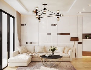 AHDesign – Bếp Xinh thiết kế nội thất phòng khách căn hộ Ecolife 103m2