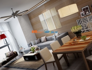 Nội thất phòng khách – bếp  chung cư Royal City do AHDesign – Bếp Xinh thiết kế