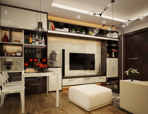 Thiết kế nội thất phòng khách – bếp nhà cô Uyên – Thái Bình