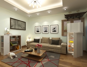 Thiết kế nội thất phòng khách hiện đại nhà chị Huê – Gia Lâm