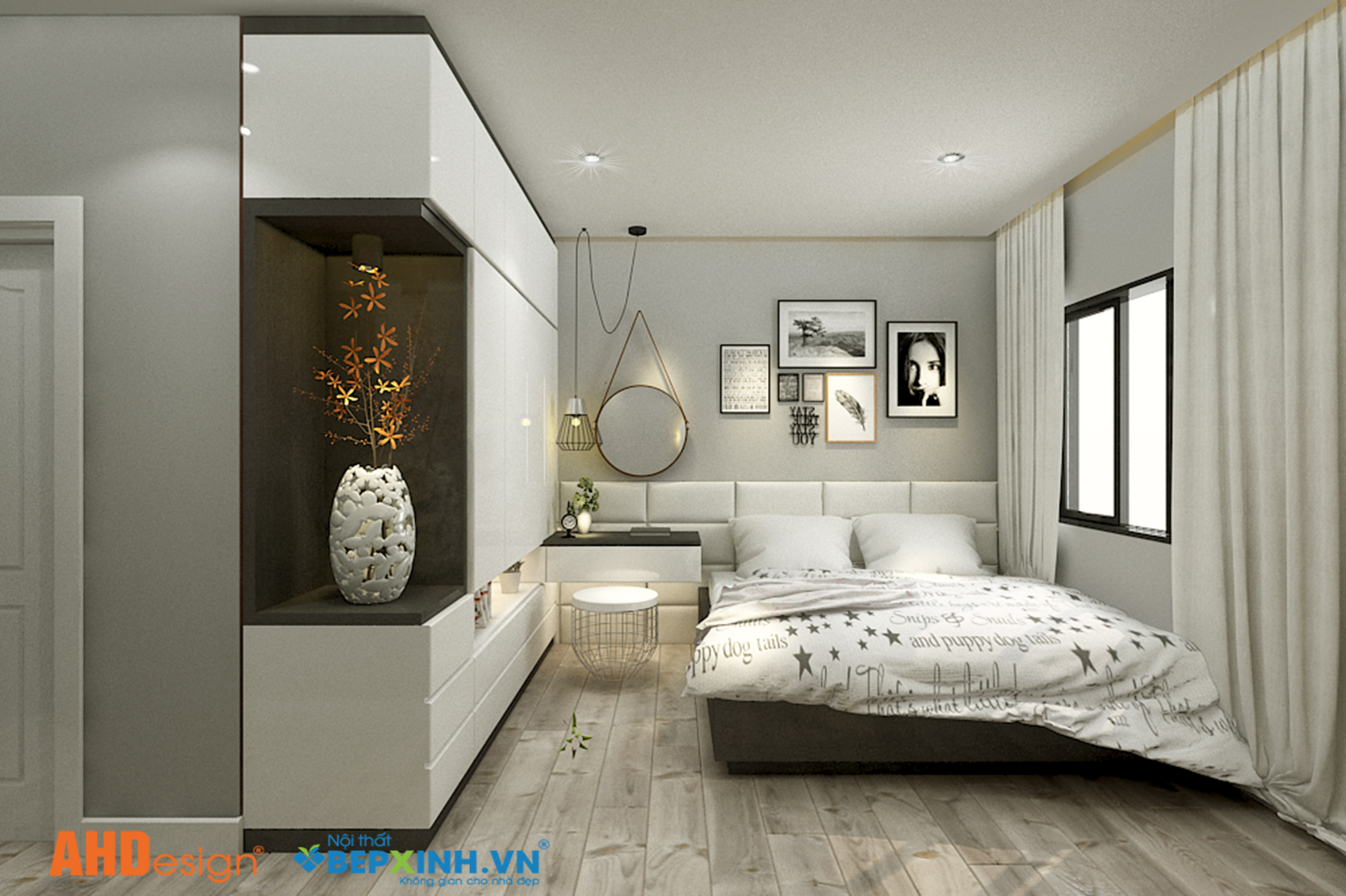 Thiết kế phòng ngủ master chung cư Ecolife nhà anh Hồng